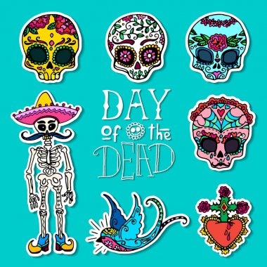 Dia de los Muertos veya gün ölü etiketleri