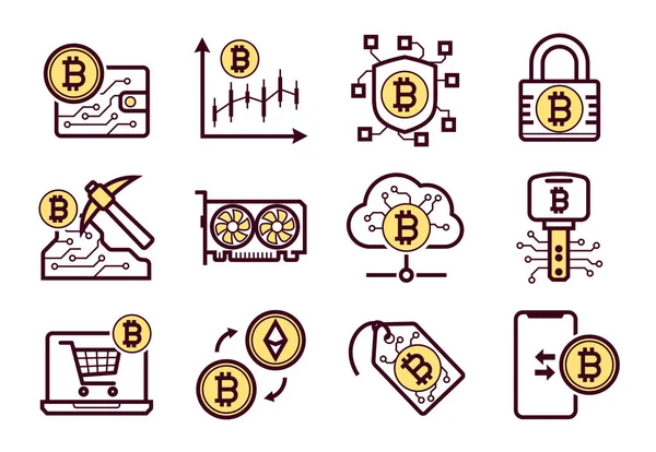 Bitcoin madencilik Icons set