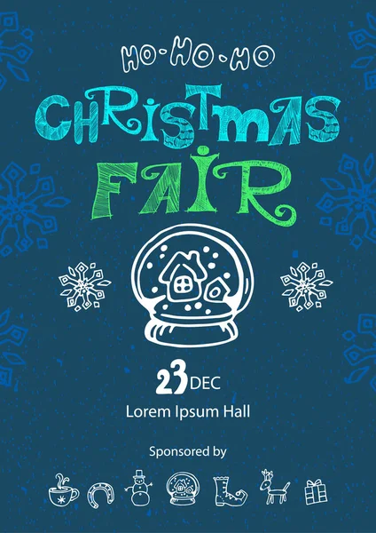 Kerst fair poster ontwerpsjabloon — Stockvector