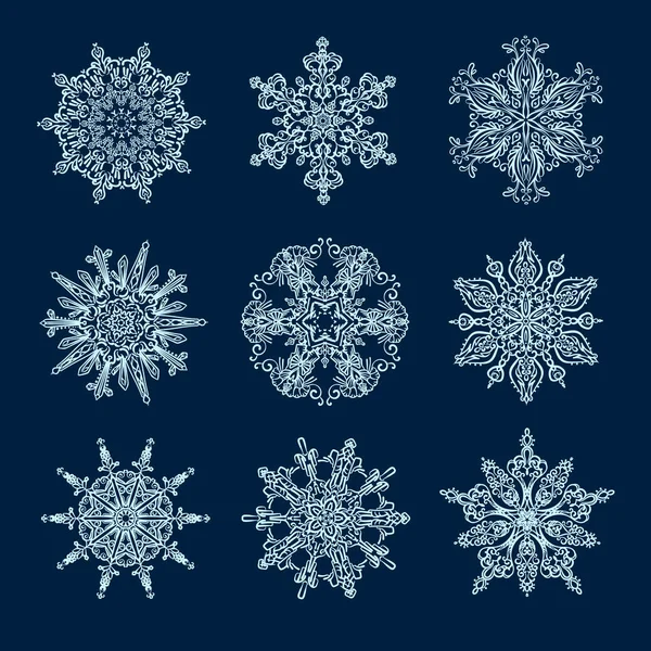 Fiocchi di neve e collezione Mandala — Vettoriale Stock