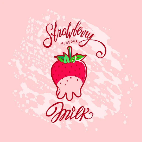 Funny Strawberry Milk illustration. — Stock Vector