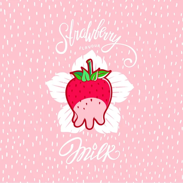 Αστεία εικονογράφηση Strawberry γάλα — Διανυσματικό Αρχείο