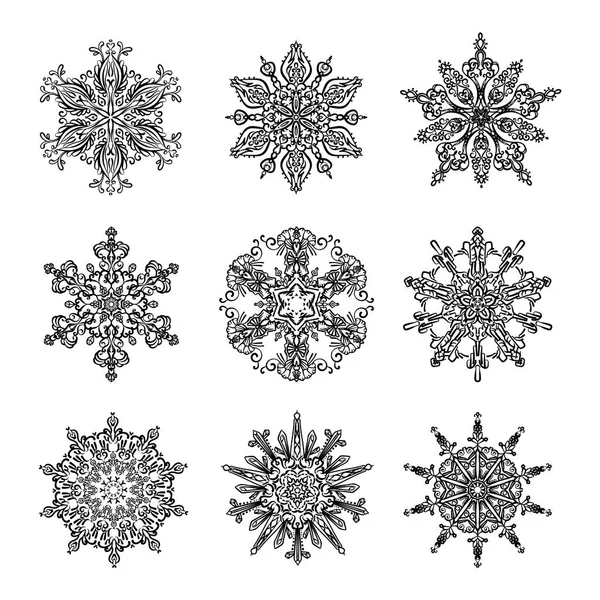 Collection Flocons de neige et Mandala — Image vectorielle