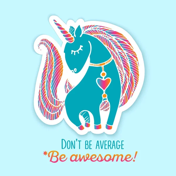 Unicorn sticker met citaat — Stockvector