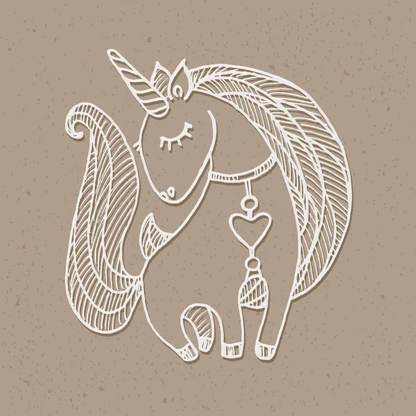 Dibujo unicornio blanco — Archivo Imágenes Vectoriales