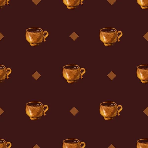 Кофе чашки бесшовный шаблон — стоковый вектор