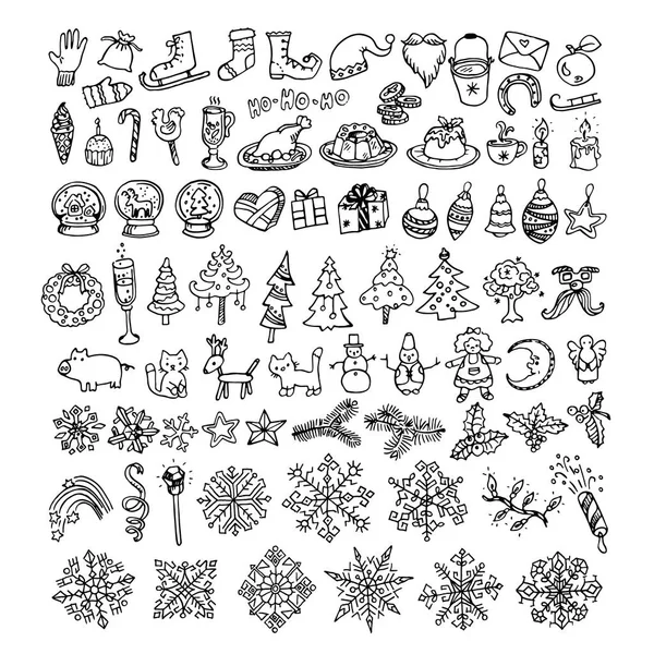 Grote bundel van winter doodles — Stockvector