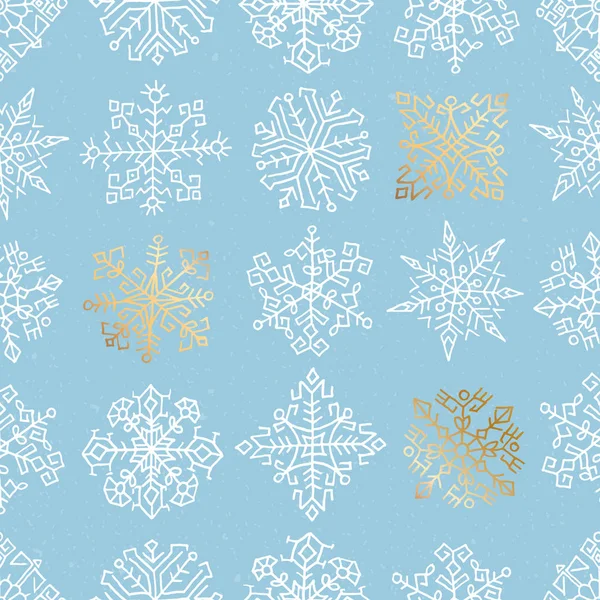 Modèle sans couture avec des flocons de neige dessinés à la main — Image vectorielle