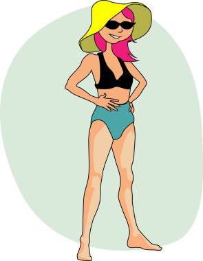 Kumsalda güneşlenme kız 