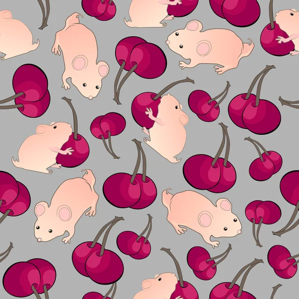 Cerises et hamsters — Image vectorielle