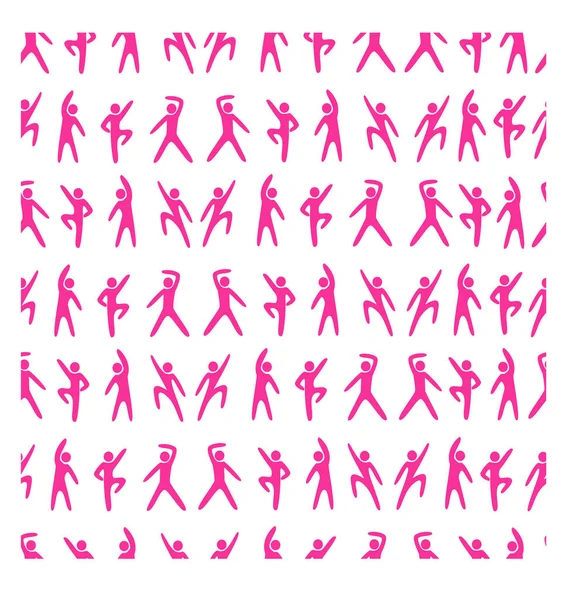 Wzór różowy jogi rysunek stick mężczyzn rozciąganie fitness — Wektor stockowy