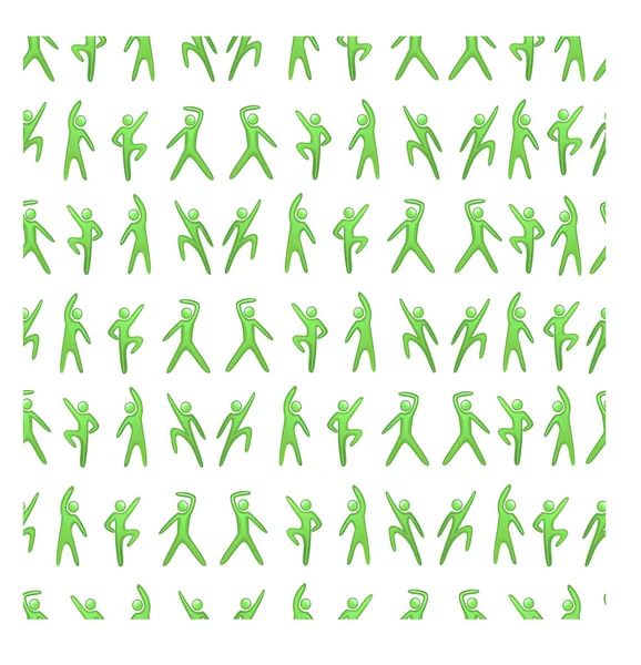 Modello verde eco stick figura uomini stretching fitness — Vettoriale Stock
