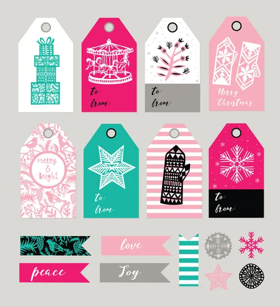 Set of winter greeting tags — Stock Vector