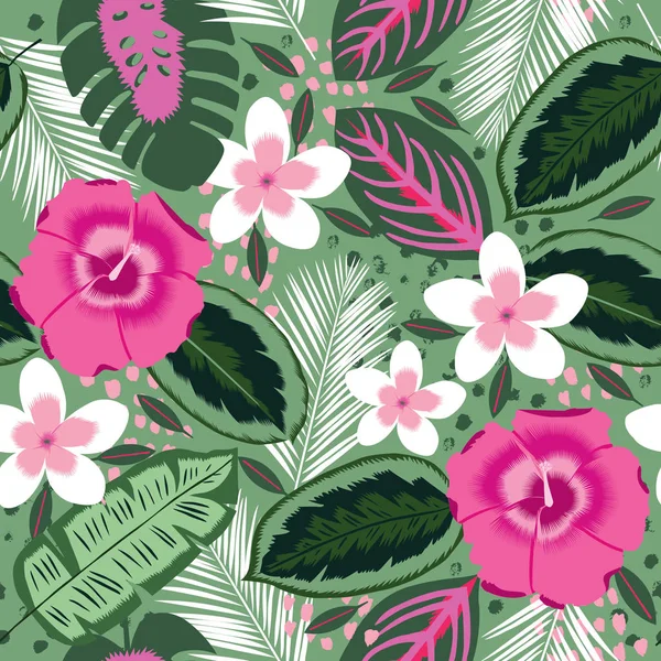 Hermoso Fondo Tropical Con Flores Frangipani — Vector de stock