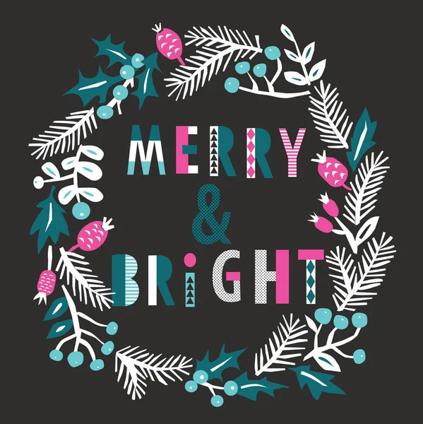 Merry Bright Wreath Design Impression Illustration De Stock