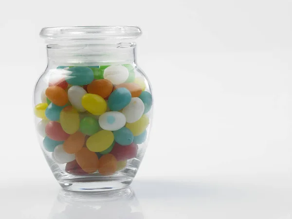 Jelly beans in jar — Stock Photo, Image