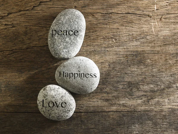 Мир, щастя, любов Натхненні камені — стокове фото