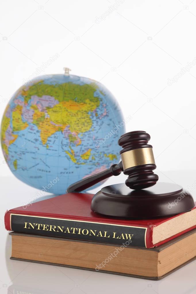 judge gavel and globe 
