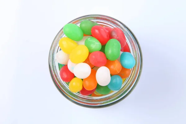 Jelly beans in jar — Stock Photo, Image