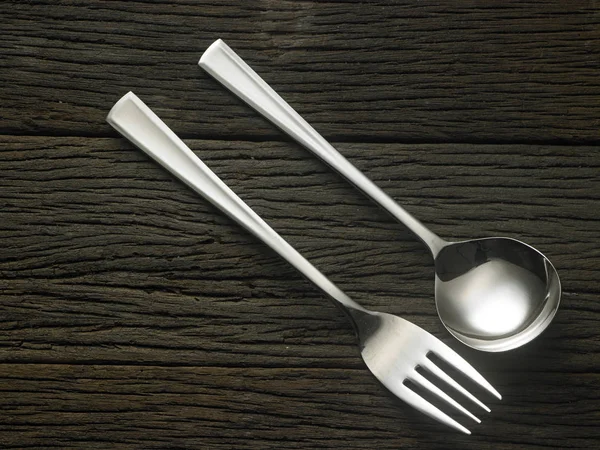 Spoon and fork on table — Stock Photo, Image