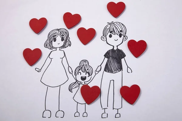 Desenho de família feliz — Fotografia de Stock