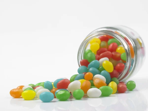 Jelly beans in jar — Stock Photo, Image