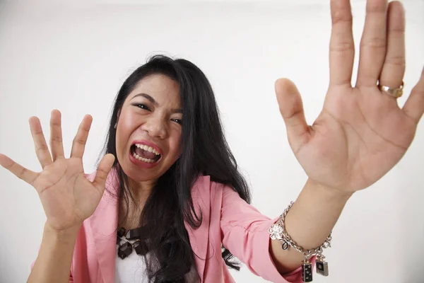 Angry malay woman — Stock Photo, Image