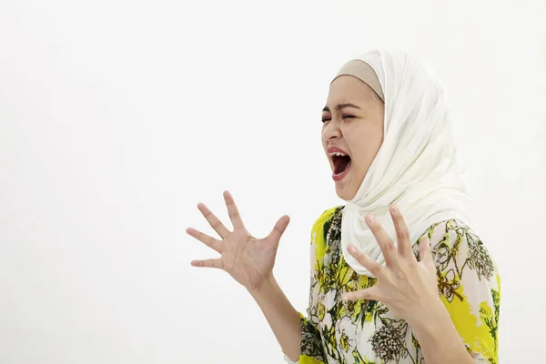 Mujer Malaya Frustrado Enojado Mujer Está Gritando Voz Alta —  Fotos de Stock