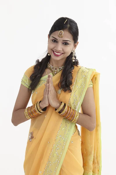 Portret Kobiety Indian Pozdrowienie — Zdjęcie stockowe
