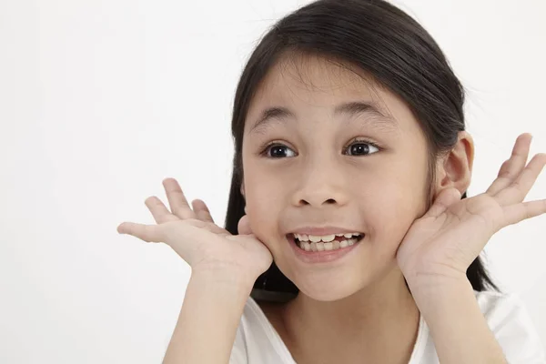 Menina Com Expressão Surpresa Fundo — Fotografia de Stock