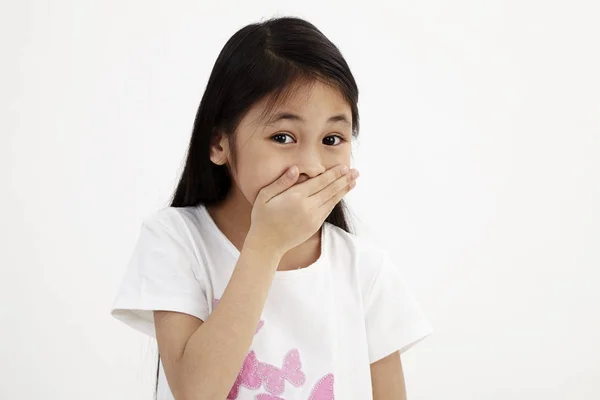 Kız Komik Duygu Ağzını Kapalı — Stok fotoğraf
