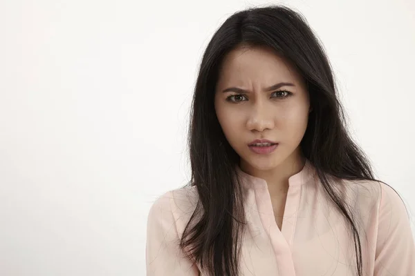 Angry Malay Woman White Background — Stock Photo, Image