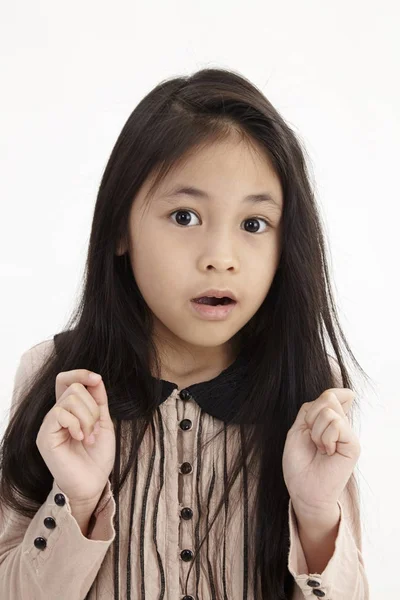 Malajski Dziewczyna Mało Białym Tle Portret — Zdjęcie stockowe