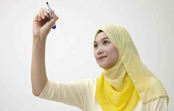 Maleis Vrouw Met Een Viltstift — Stockfoto