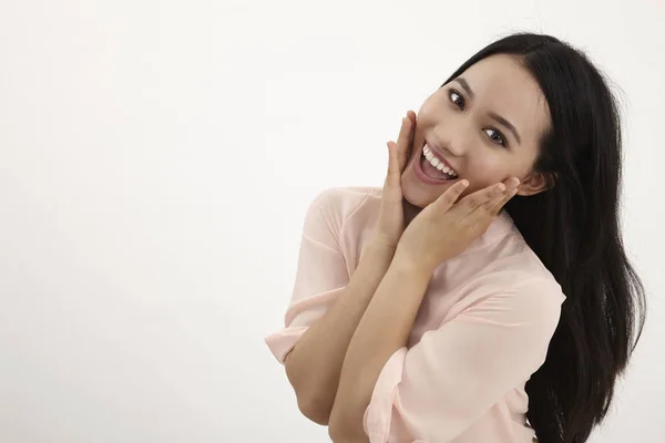 Close Portrait Asian Woman Facial Expression — Stock Photo, Image