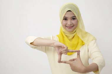 malay kadın çerçeve fotoğraf odak için taklit