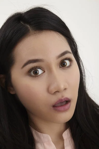 Nahaufnahme Porträt Einer Asiatischen Frau Mit Gesichtsausdruck — Stockfoto