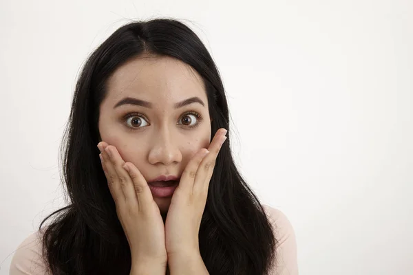 Portrait Gros Plan Femme Asiatique Avec Expression Faciale — Photo