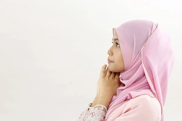 Beyaz Arka Plan Üzerinde Malay Kadının Profili — Stok fotoğraf