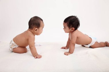 iki malay bebek studio poz birlikte 