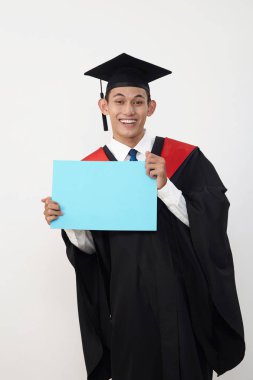 mavi bir boş kartı holding öğrenci