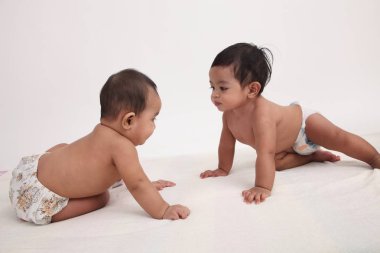 iki malay bebek studio poz birlikte 