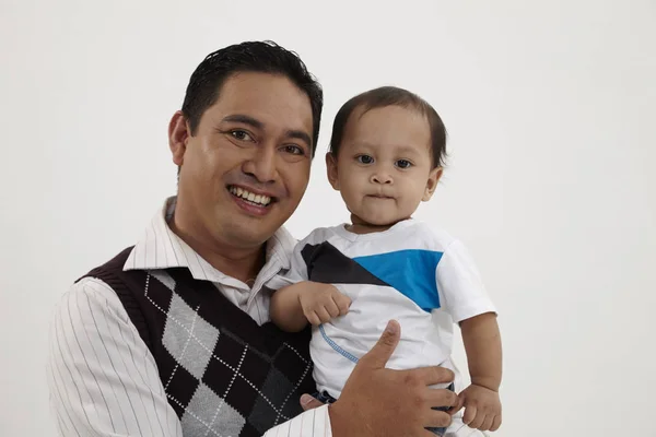 Malay Family Man Arms His Child — Stock Photo, Image