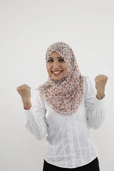 Malaiische Frau Mit Aufgeregtem Gesichtsausdruck — Stockfoto