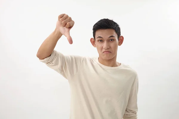 Malayo Adolescente Sentirse Mal Con Pulgar Hacia Abajo — Foto de Stock