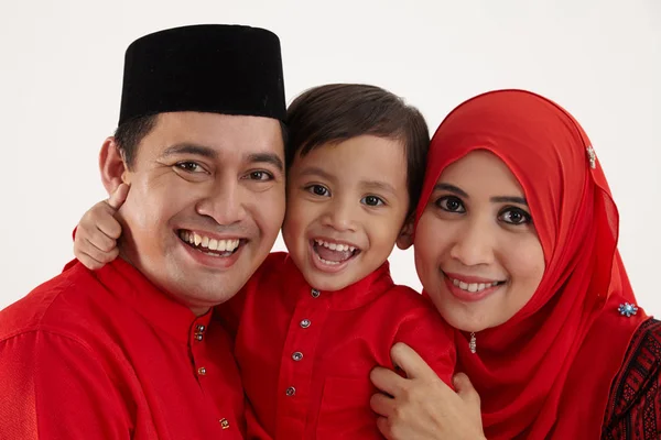 Malajski Para Załadowane Ich Syn — Zdjęcie stockowe