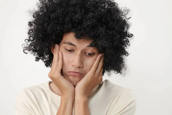 Malay Teenage Wearing Funny Wig Posing Studio — Stock Photo, Image