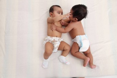 iki malay bebek studio poz birlikte 