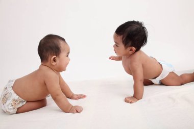 iki malay bebek studio poz birlikte 