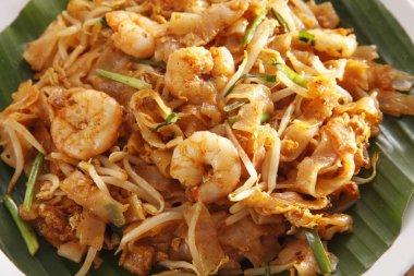 Üstten Görünüm Malezya ünlü gıda Penang kuey teow kızarmış